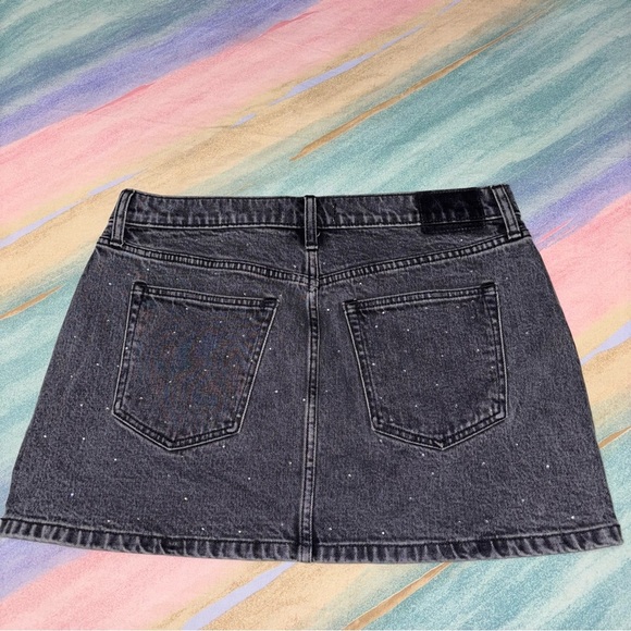 Abercrombie & fitch rhinestone high rise gray denim skirt womens size 12 / 31 - Picture 3 of 7
